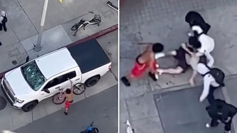  Man brutally Attacked by Cyclists in Downtown LA