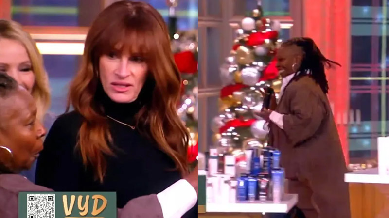  Whoopi Goldberg storms onto the “View” stage, leaving Julia Roberts perplexed