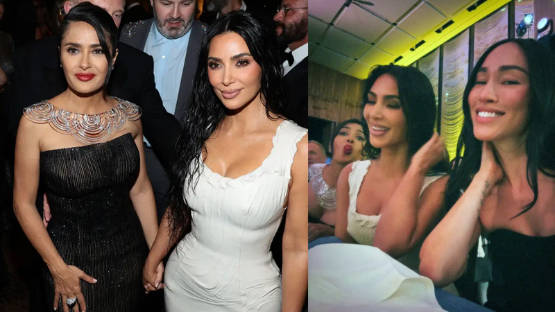  Salma Hayek Photobombs Kim Kardashian at Star-Studded NY Fashion Week Event